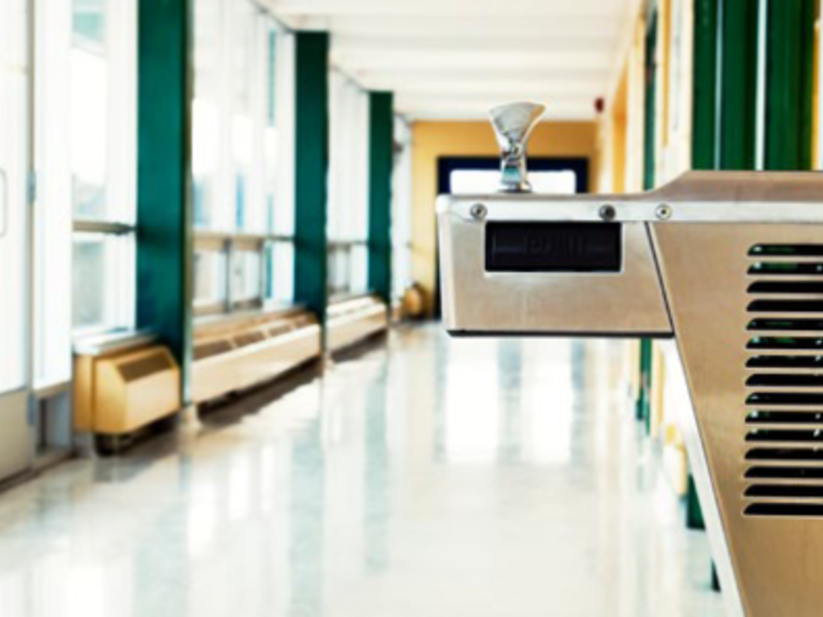 drinking fountain in hallway