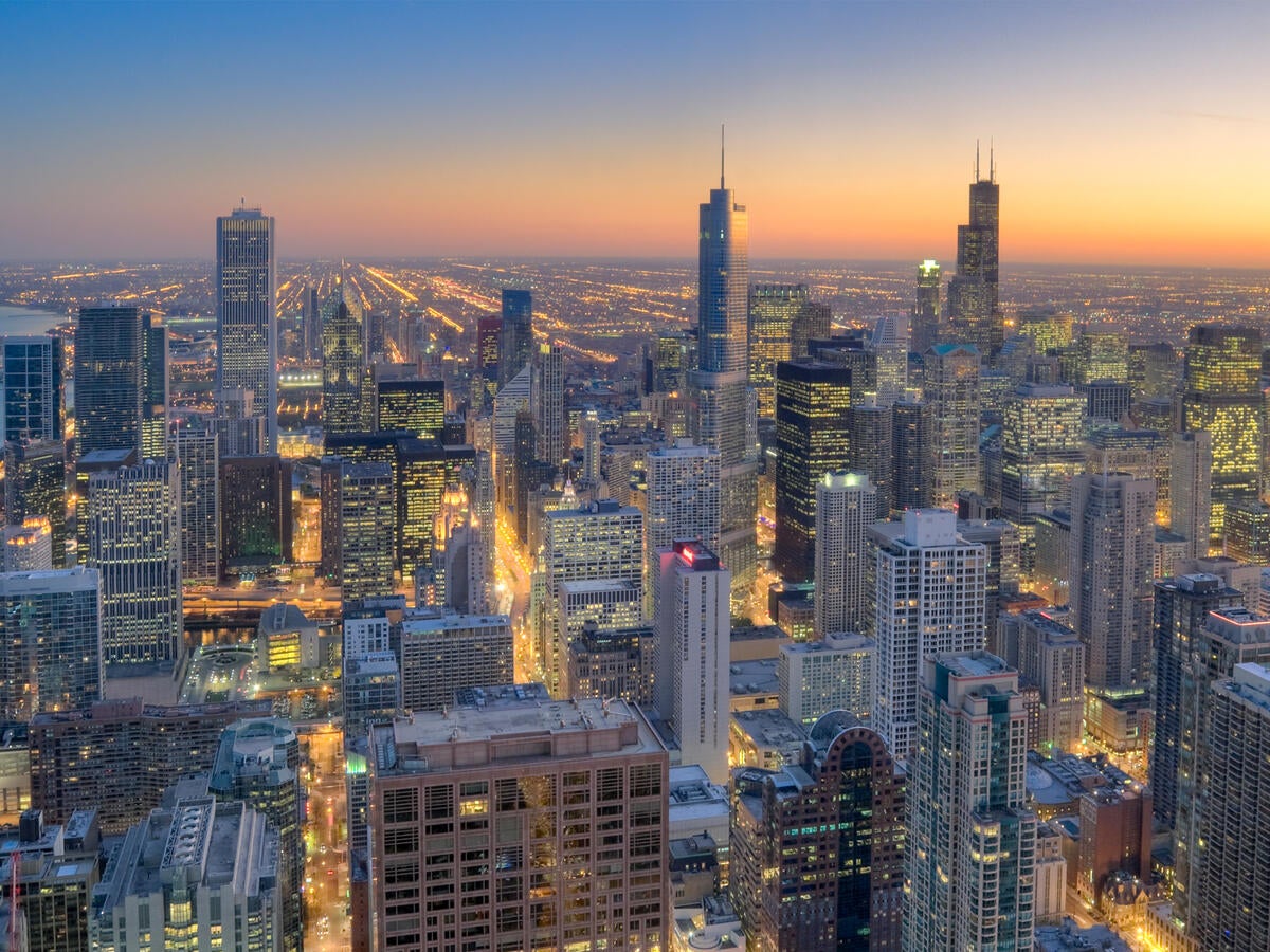 Aerial photo of downtown Chicago