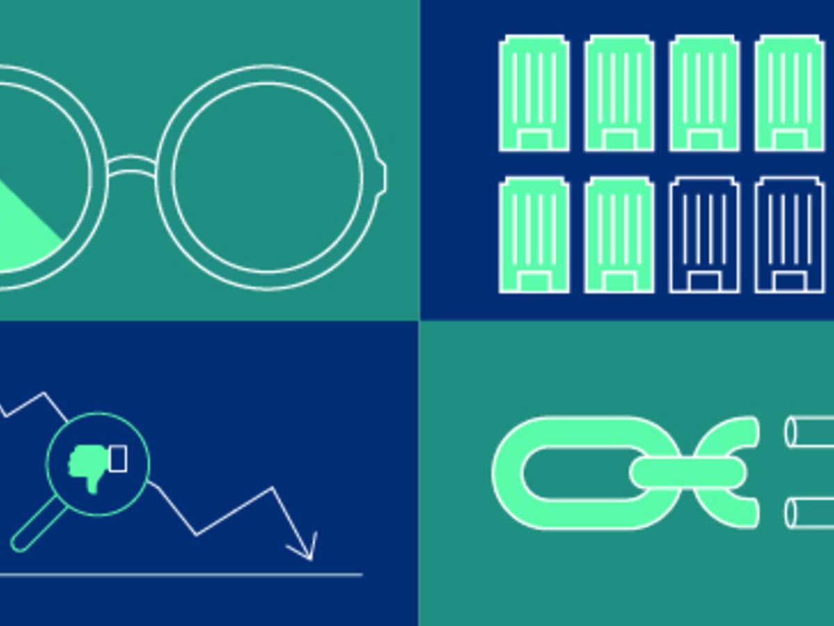 Illustration blue and green with glasses, chain, chart and illustrations