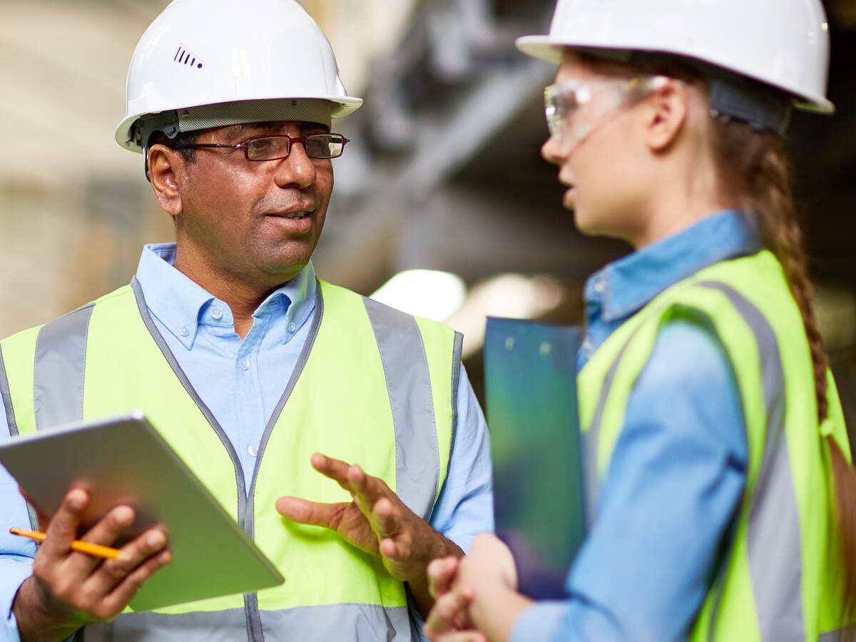 Workers in hard hats
