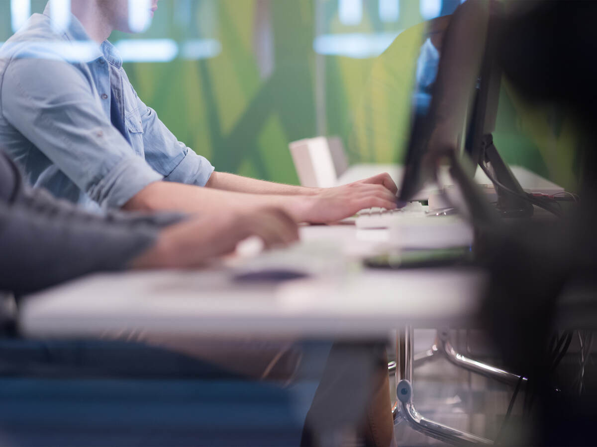 Student working on a computer