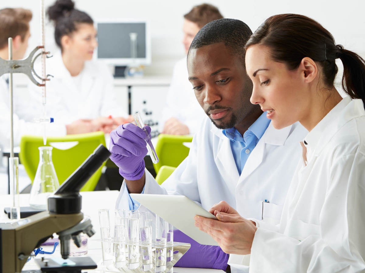 Scientists in a lab doing testing