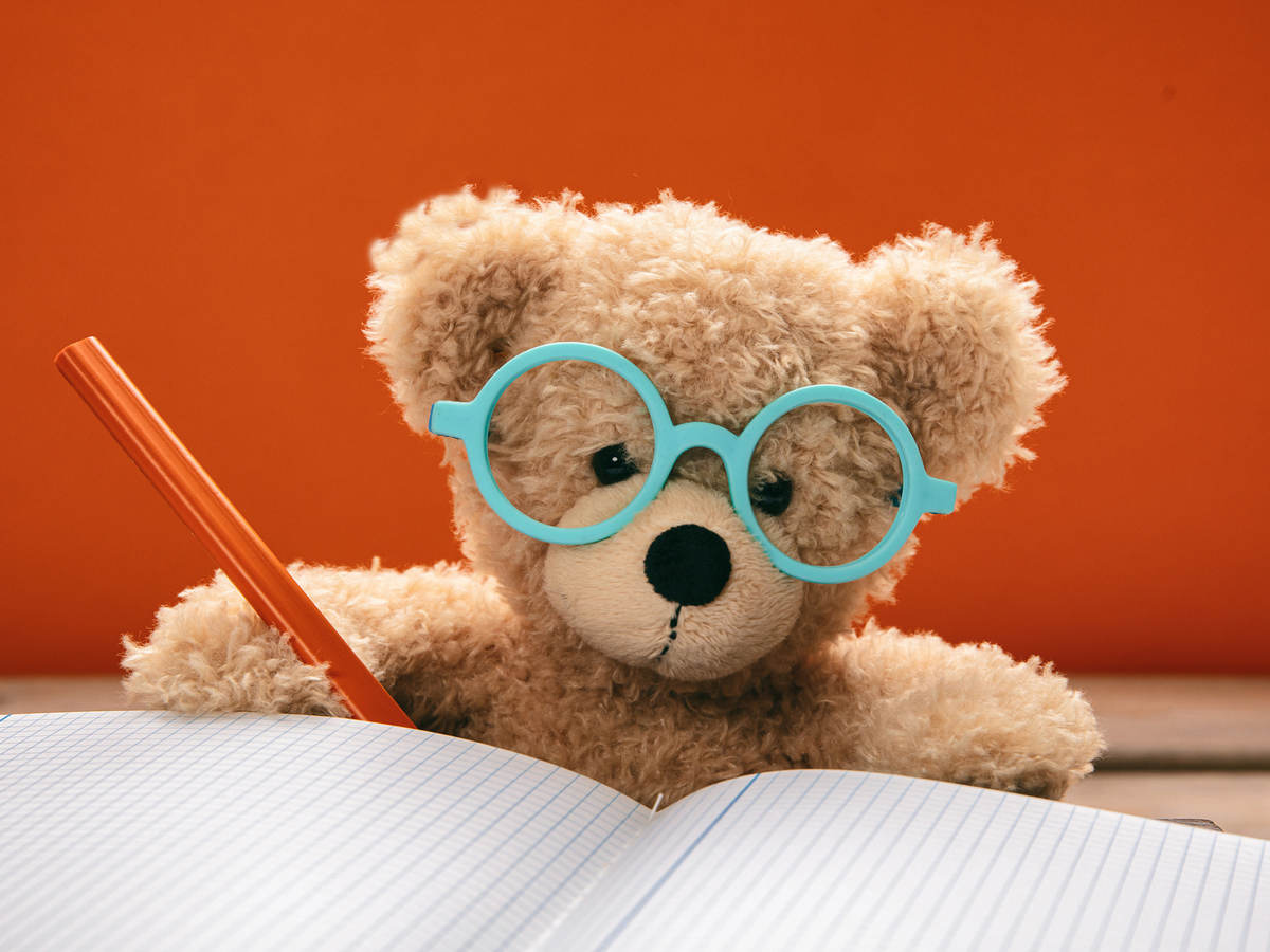 image of a teddy bear wearing glasses