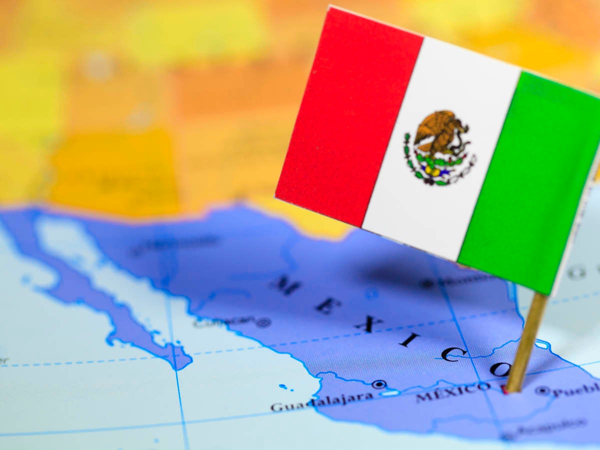 Small Mexico Flag on Map