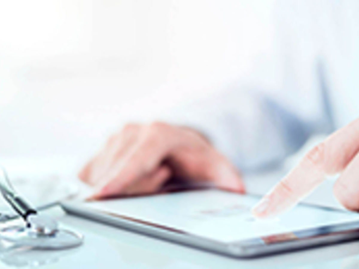 Doctor using a touchscreen phone