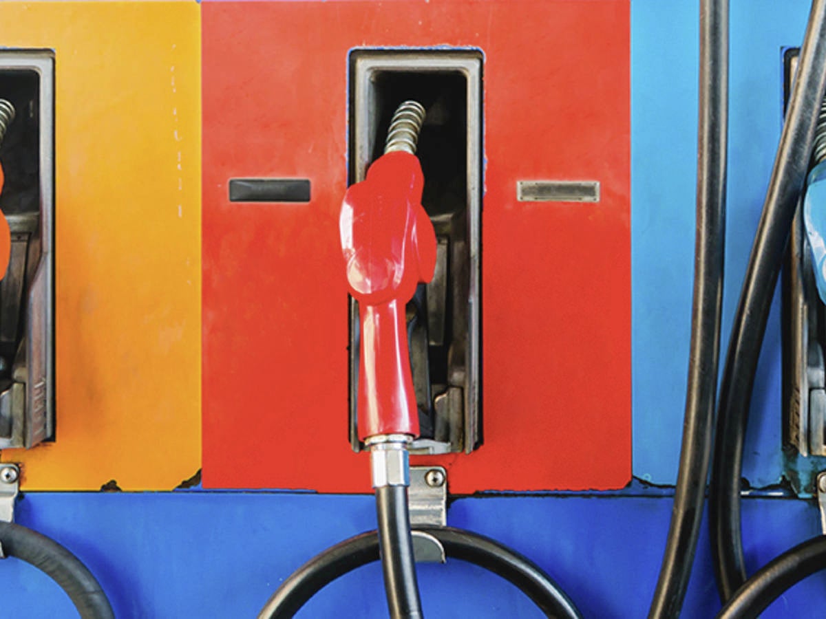 A line of fueling pumps at a fuel dispensing station