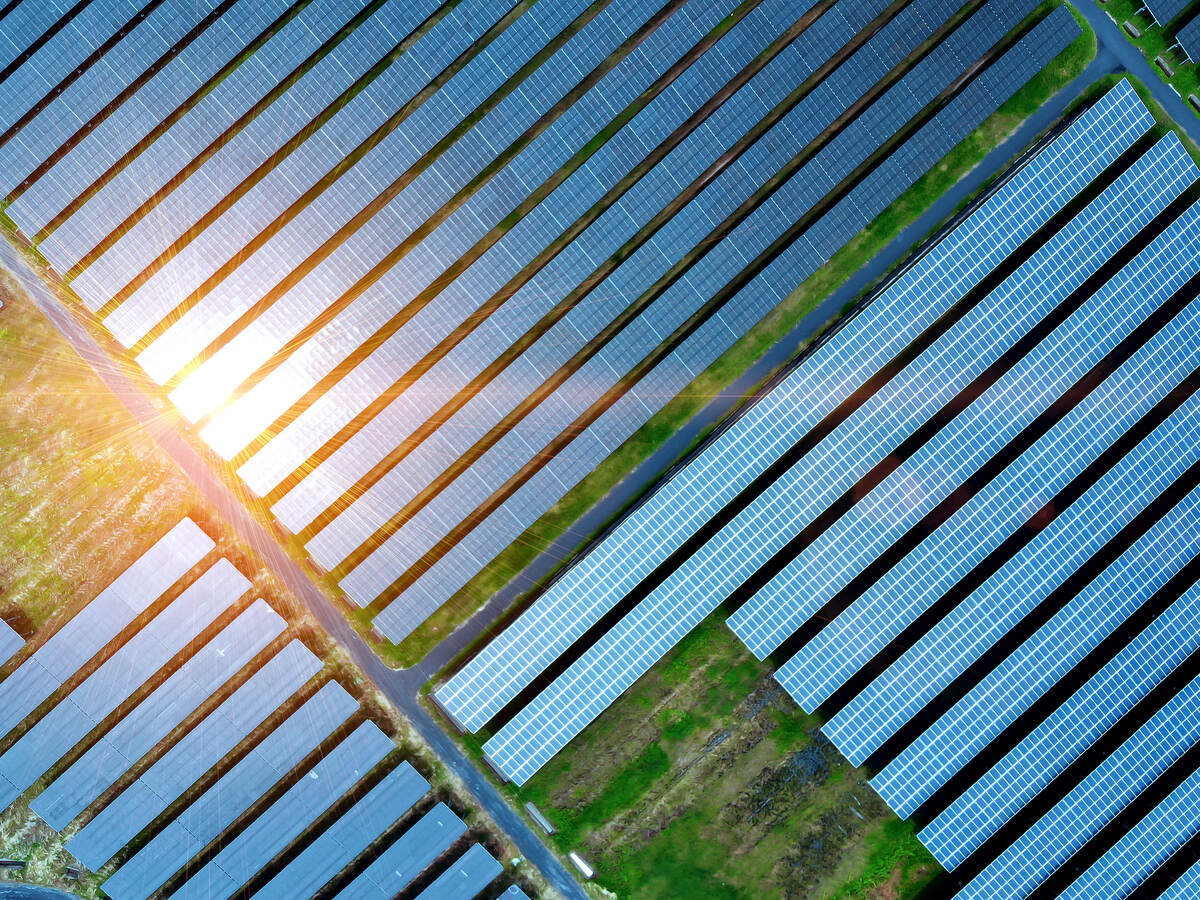 Aerial view of solar cell field