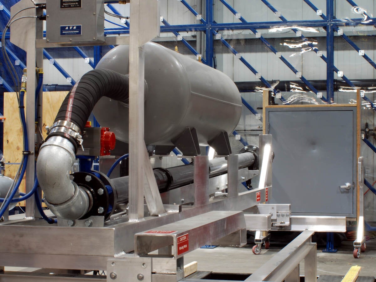 Door being tested for impact strength 