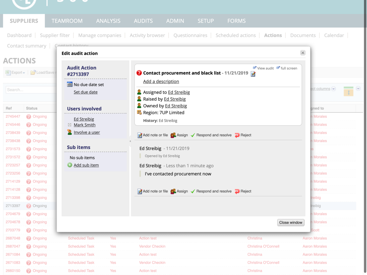 360 supplier actions screenshot