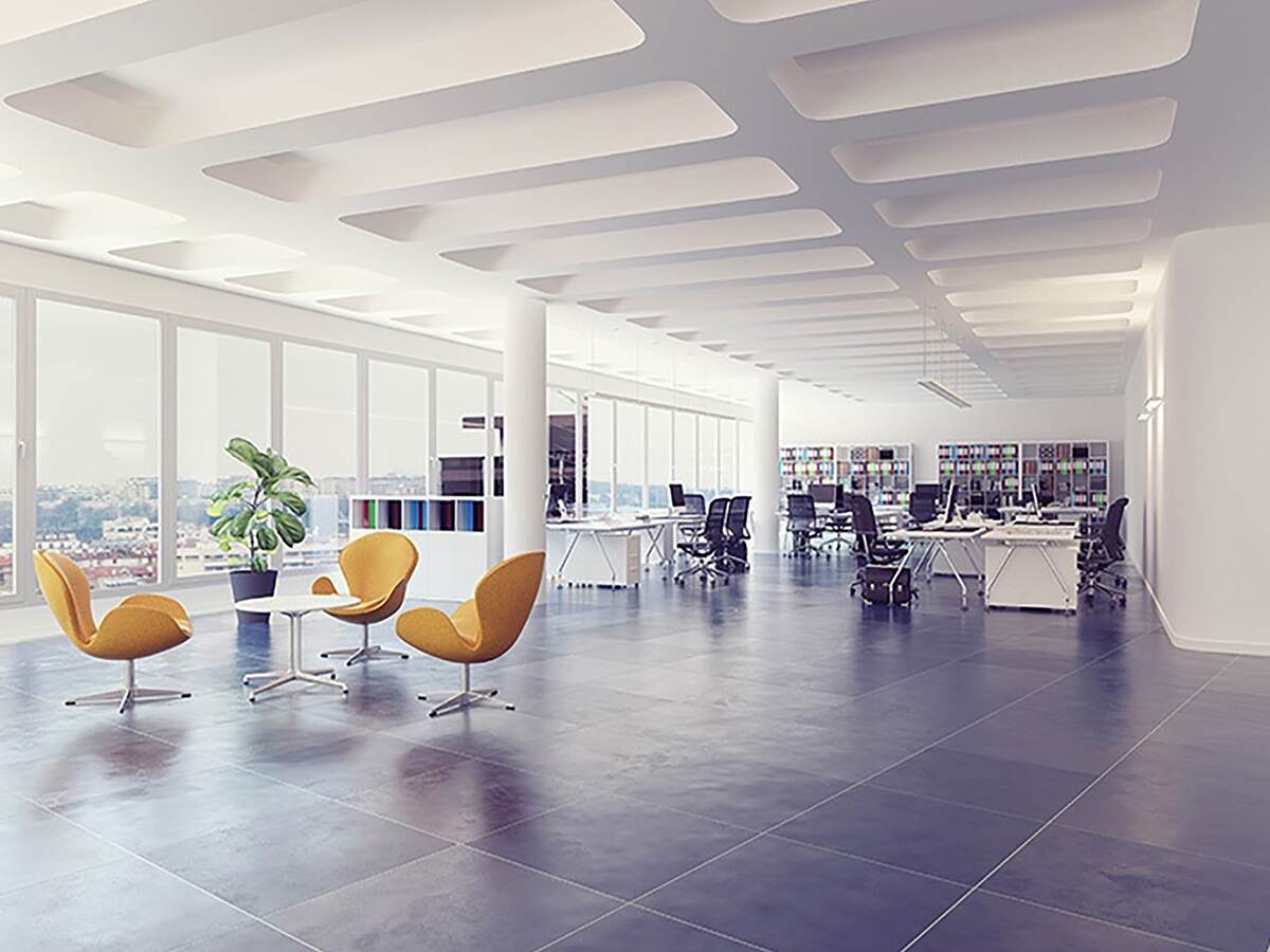 photo of an open office layout