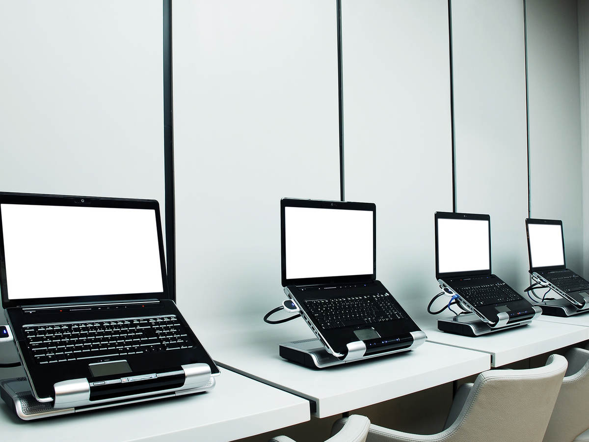 photo of a row of laptops