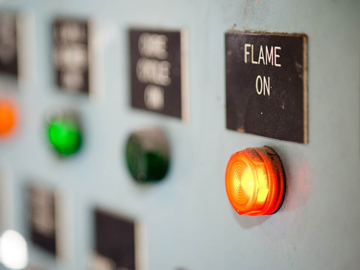 Control panel with Flame On button illuminated