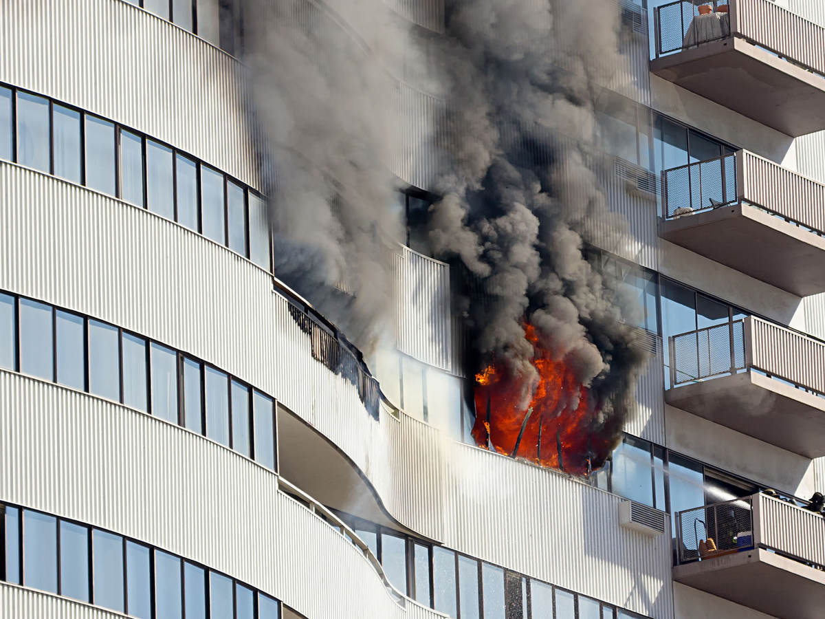 Photo of an exterior building fire