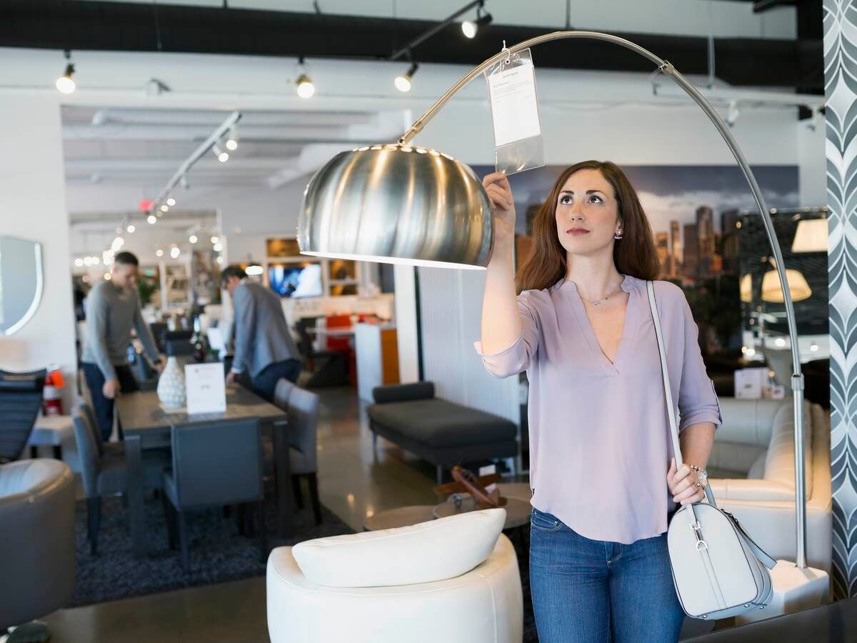 Lady shopping for lamp