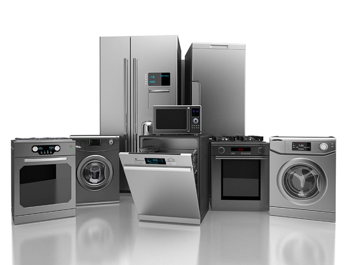 Selection of home appliances in stainless steel