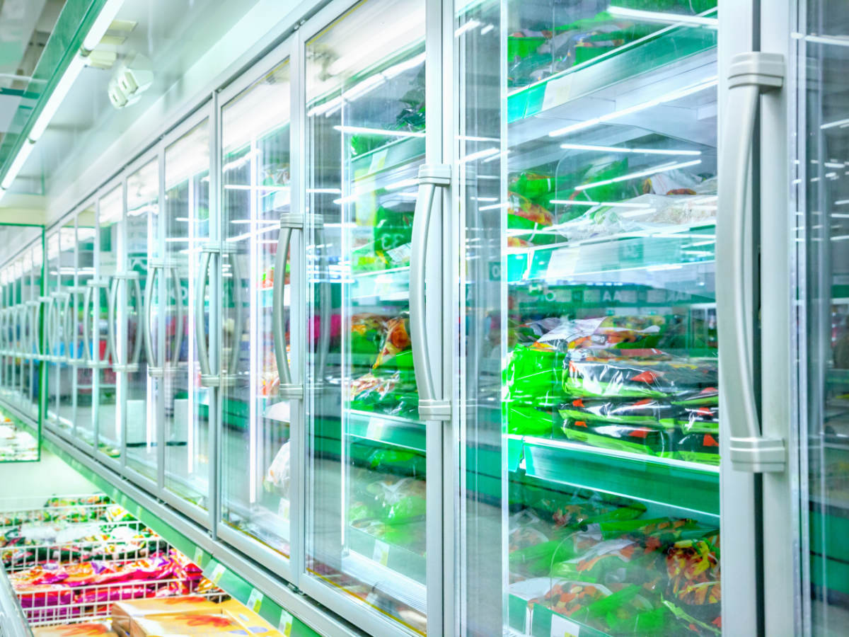 Commercial refrigerator aisle 