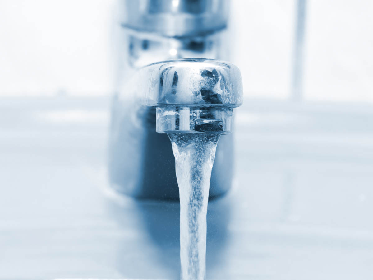 Water running from faucet