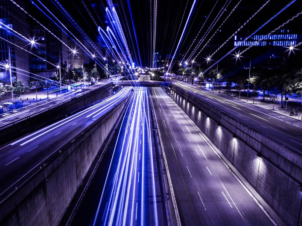 Bridge and roadway lighting in a city setting