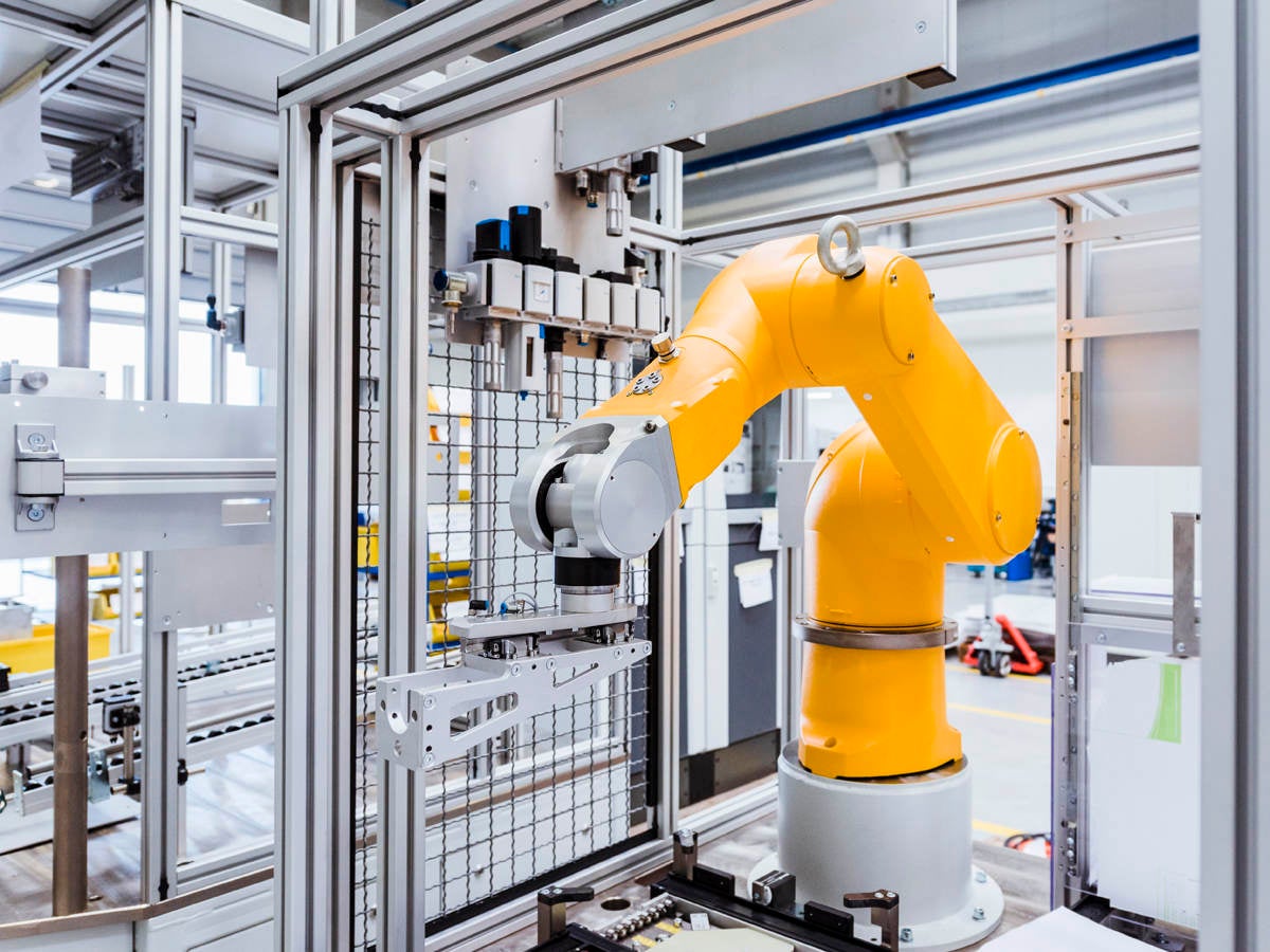 Industrial robot on factory shop floor