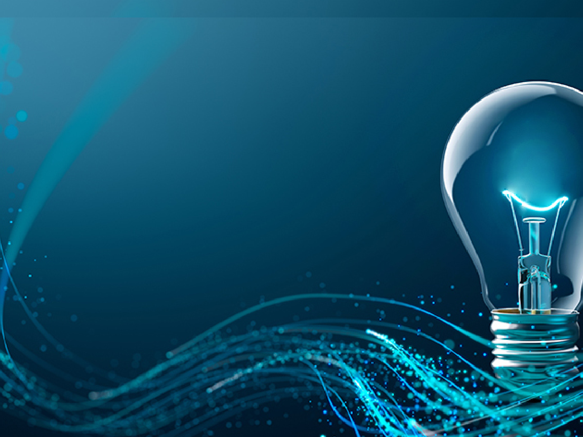 Abstract teal lightbulb with waves