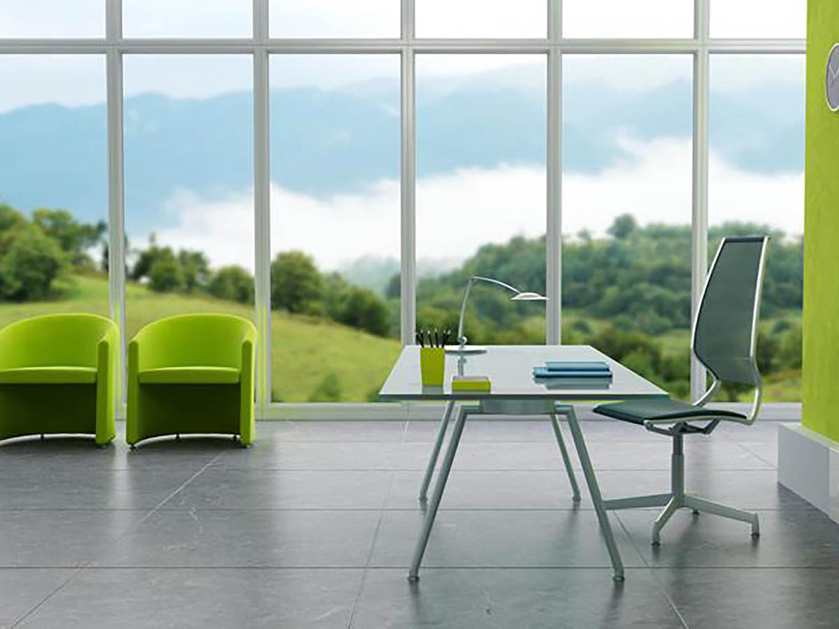 Modern office with green furniture