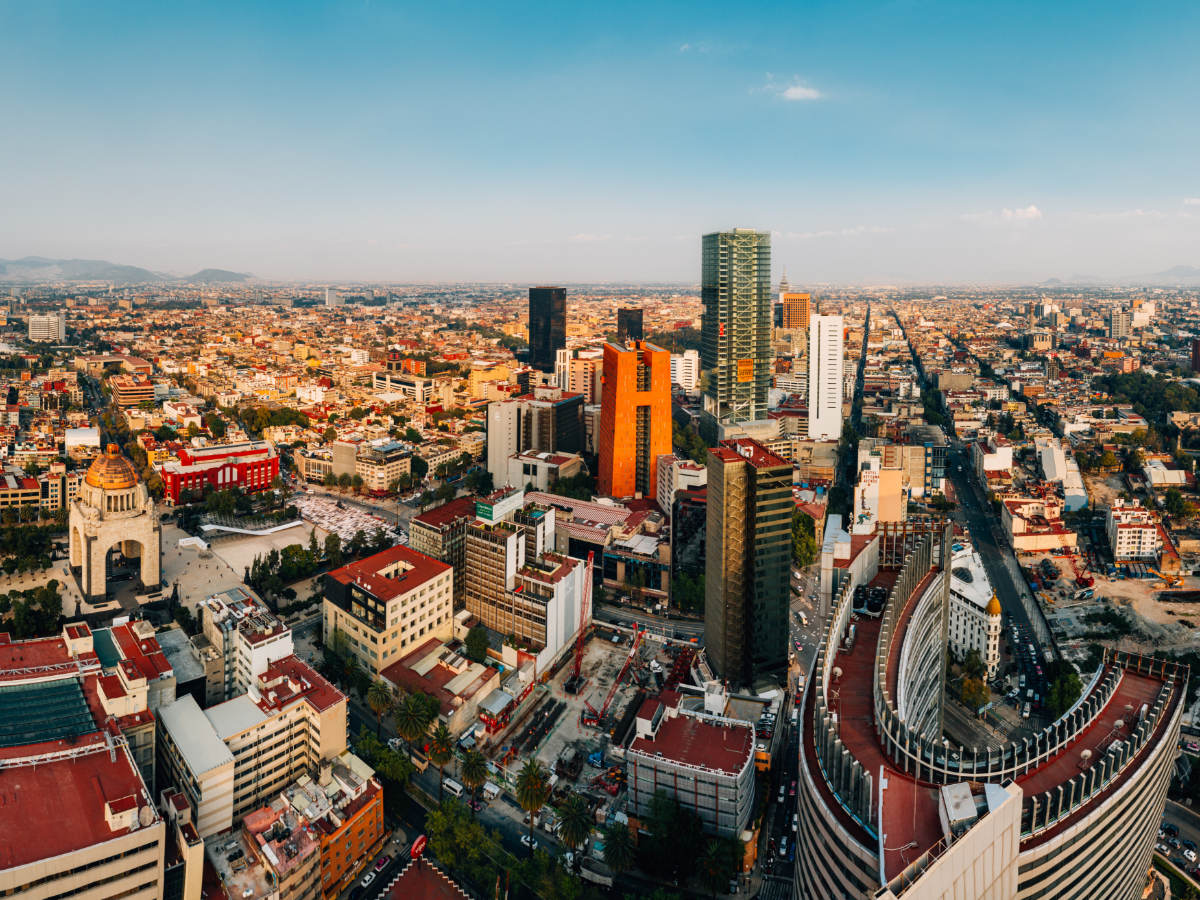 Aerial view of Mexico City skyline