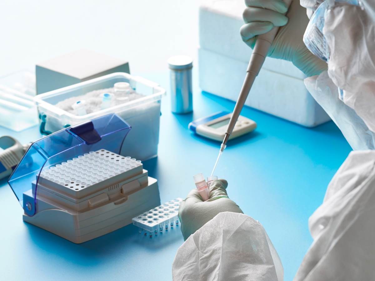 Lab worker testing product
