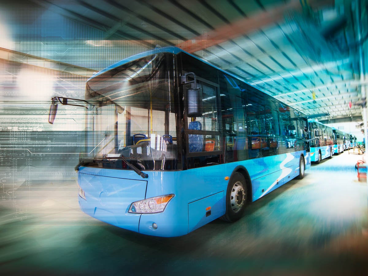 Blue Bus In a Tunnel