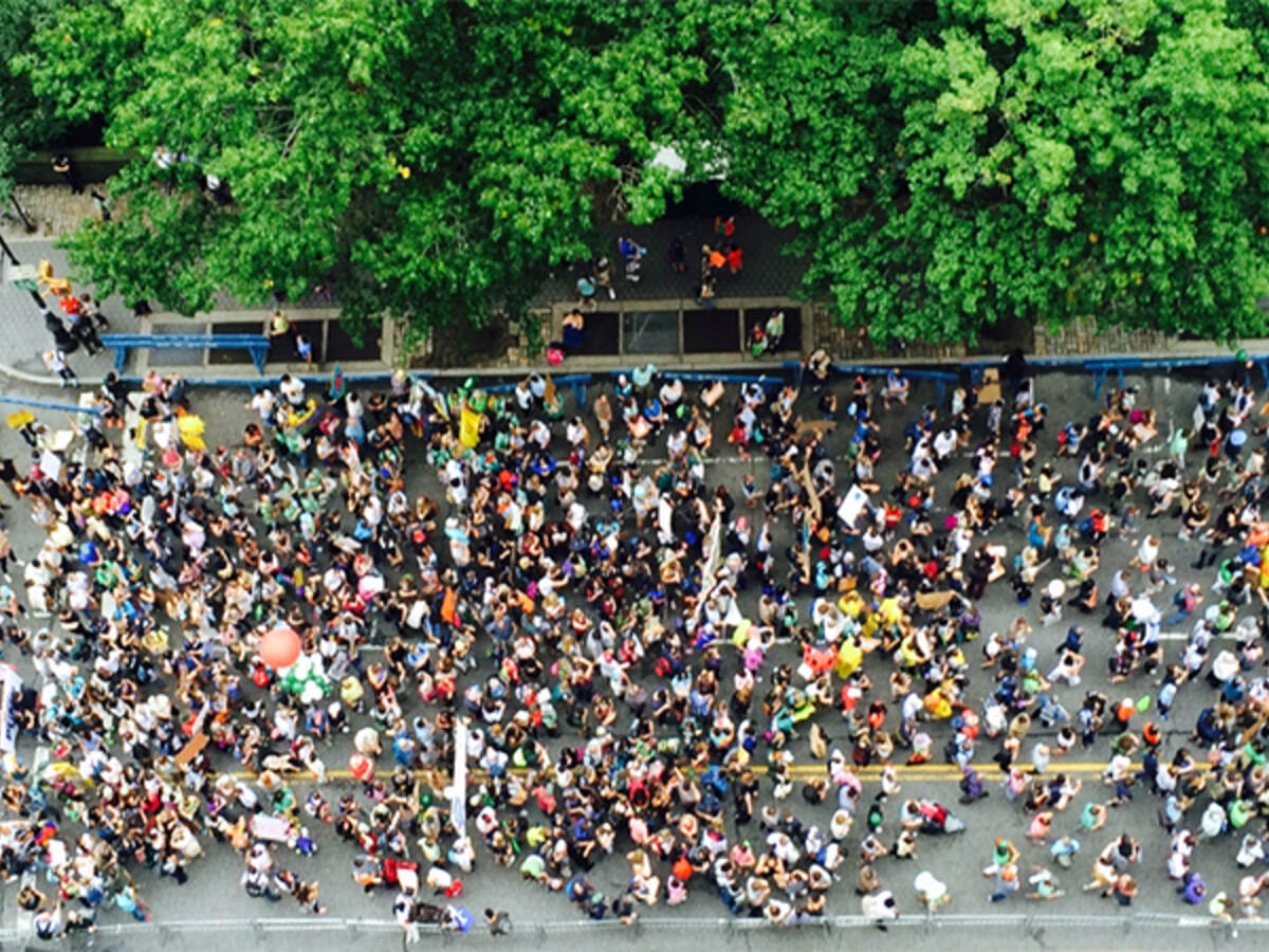Aerial view of a protest