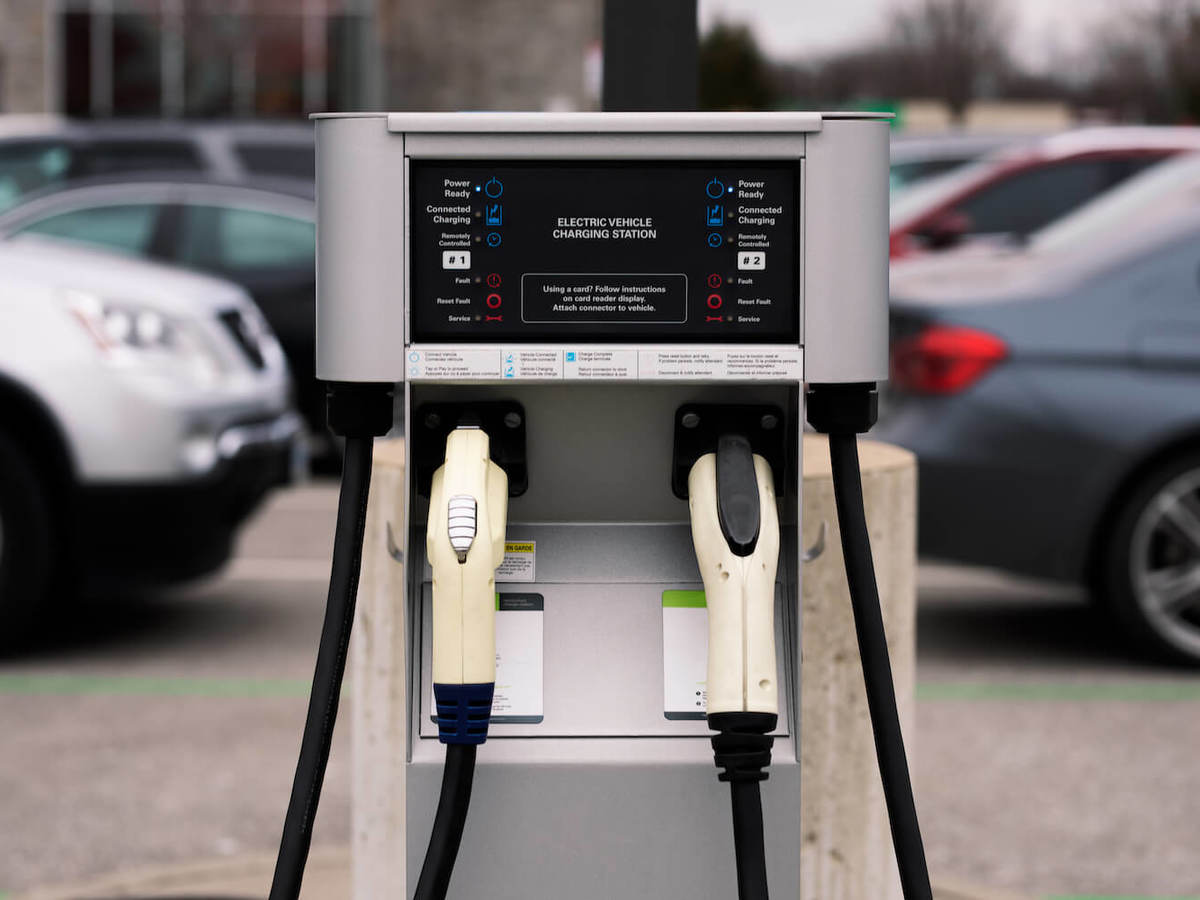 Closeup of EV charging station