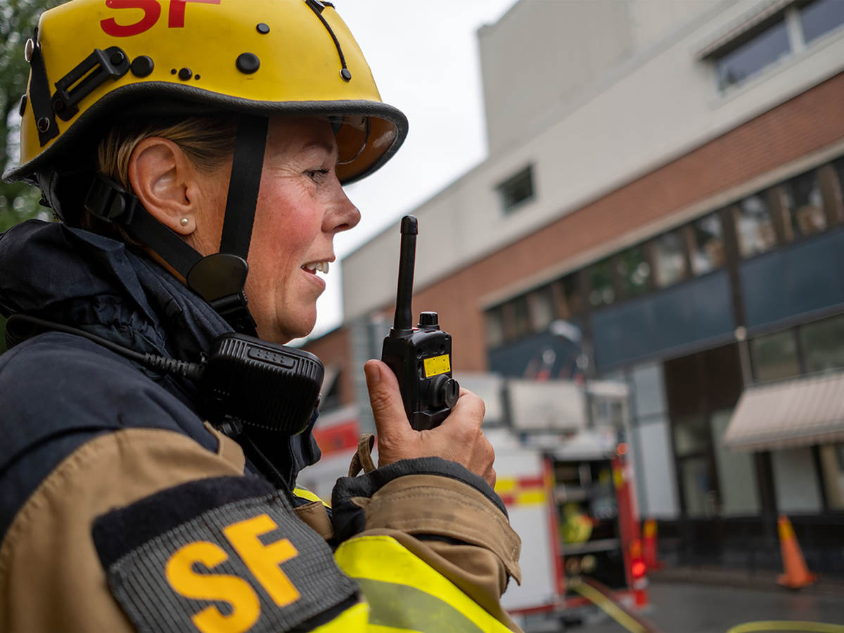 First responder with radio 