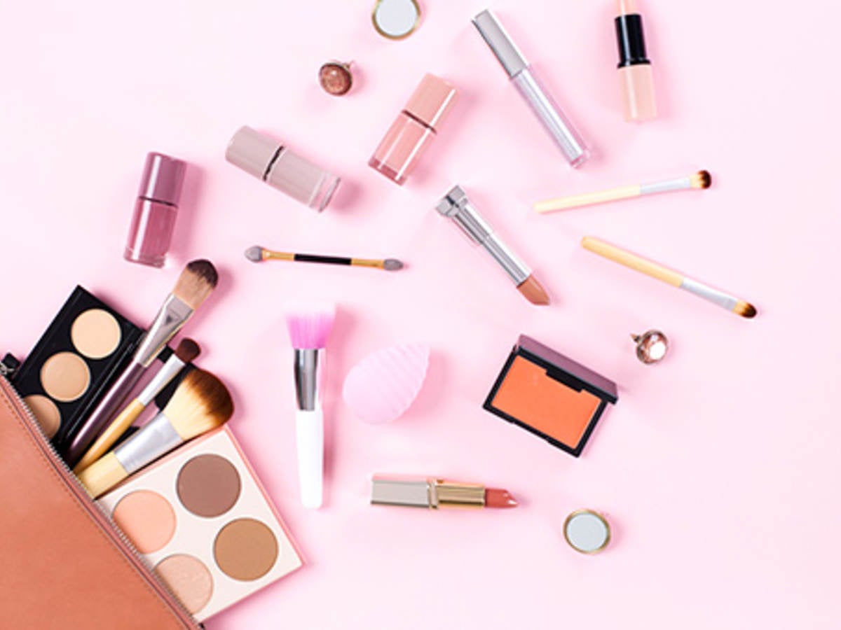 Make-up cosmetics spread over surface 