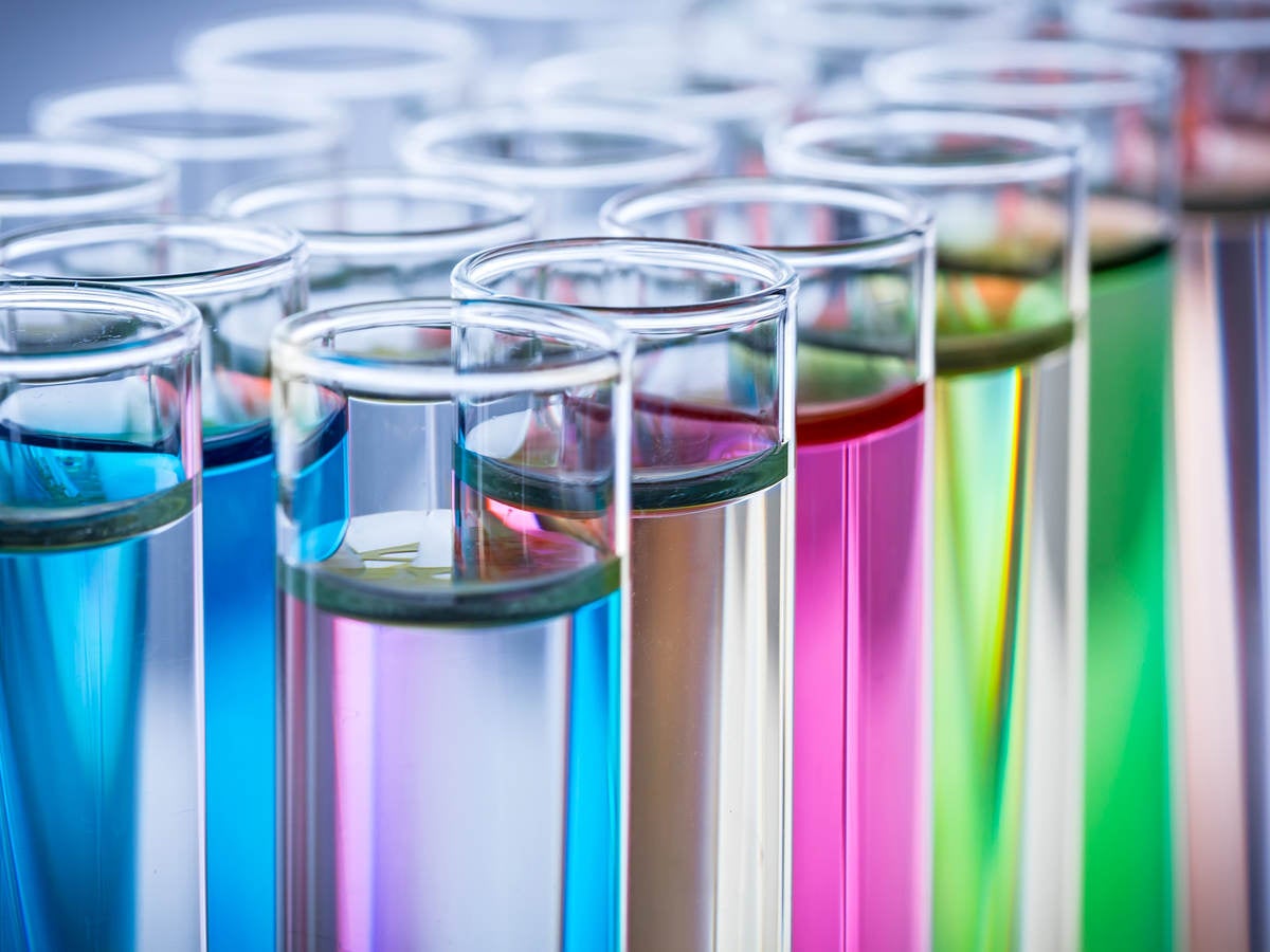 Test tubes with colorful liquids
