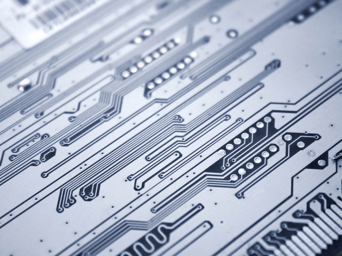 Close-up view of a printed circuit board.