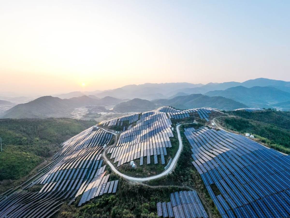 Solar Power Plant On a Mountainside
