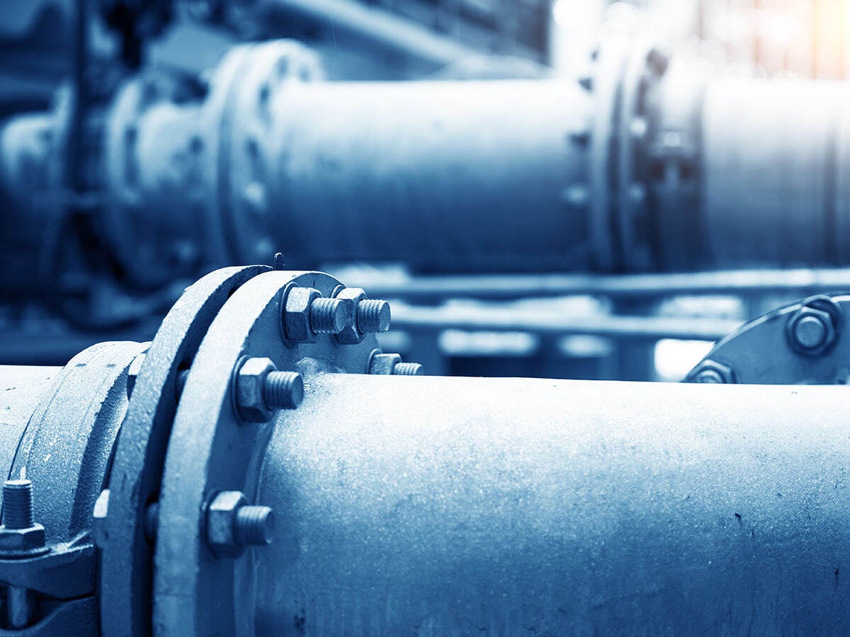 Water pipeline in water treatment plant