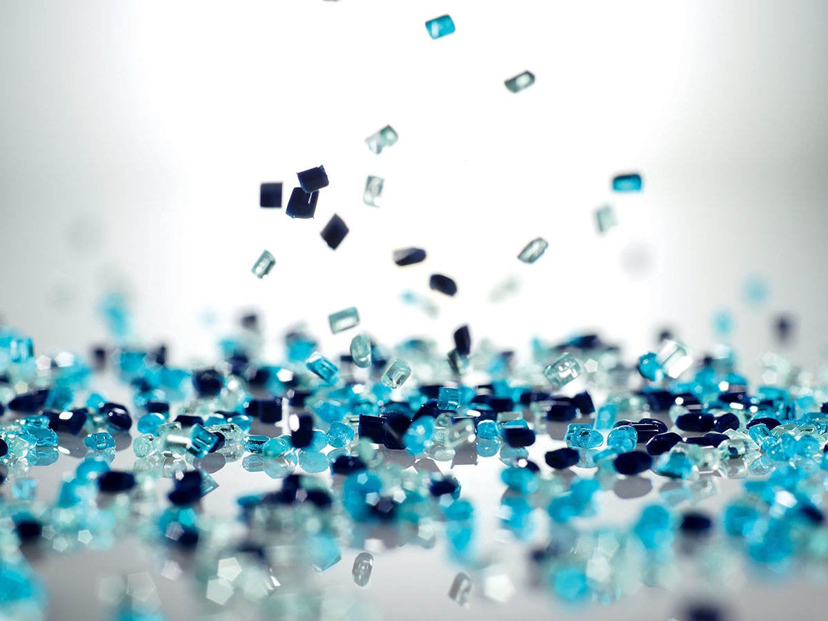 blue plastic pellets