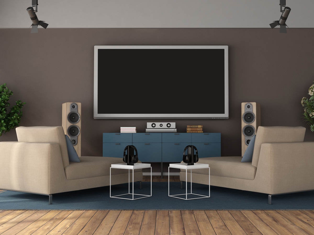 Modern living room with home cinema system