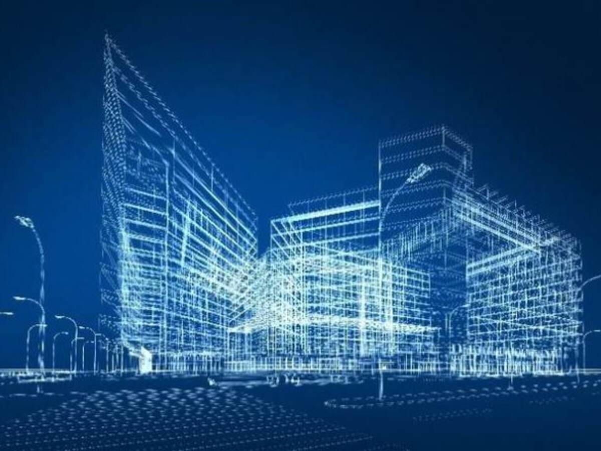 transparent midrise building with dark blue backgroun