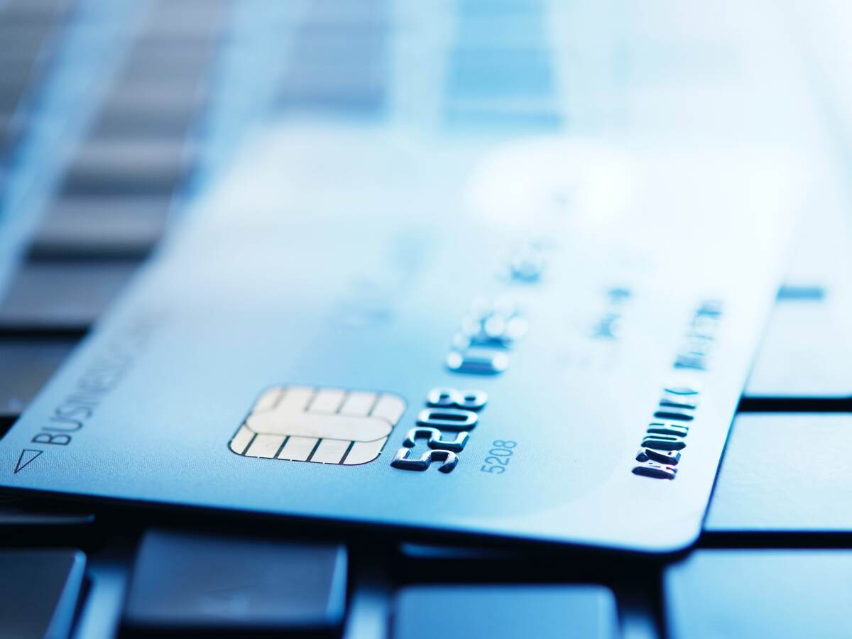 a credit card on a keyboard