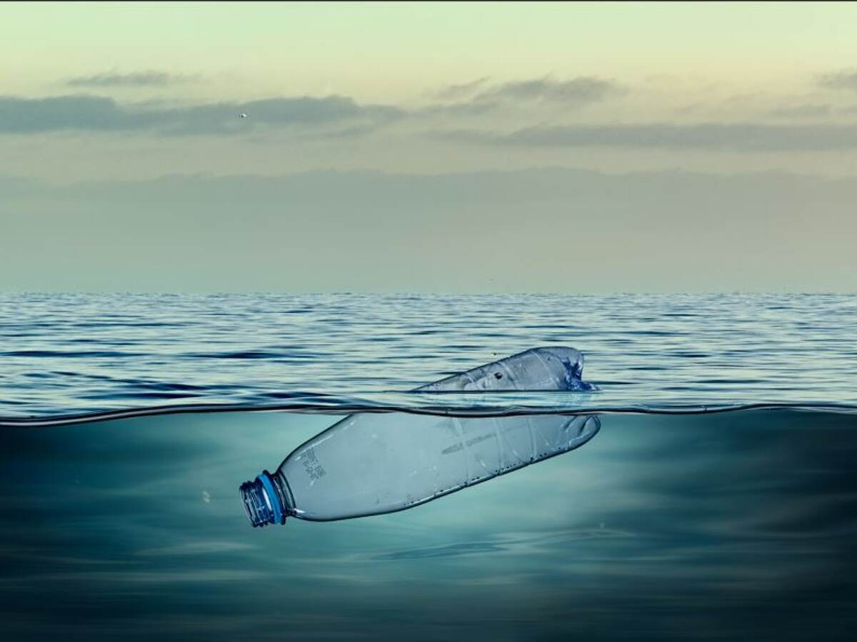 plastic bottle in ocean