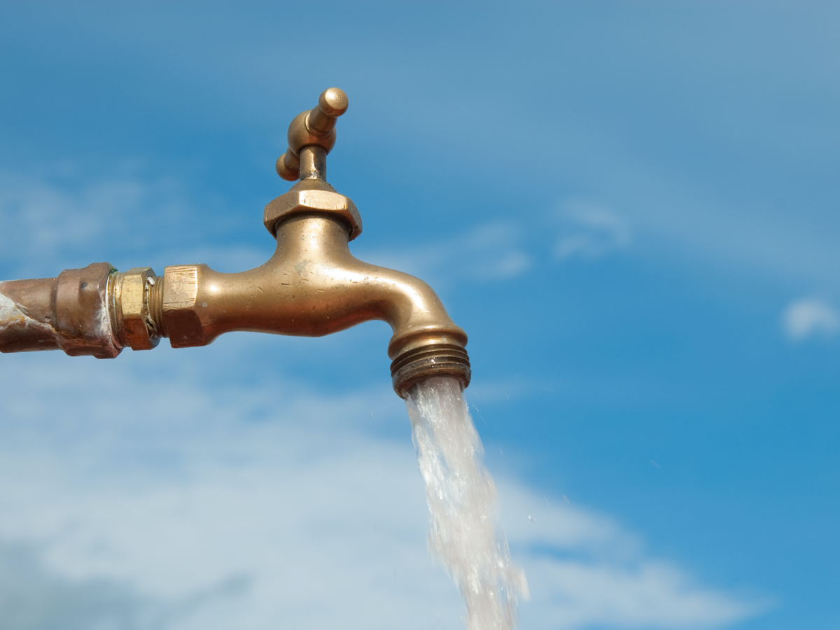 Water coming out of a faucet