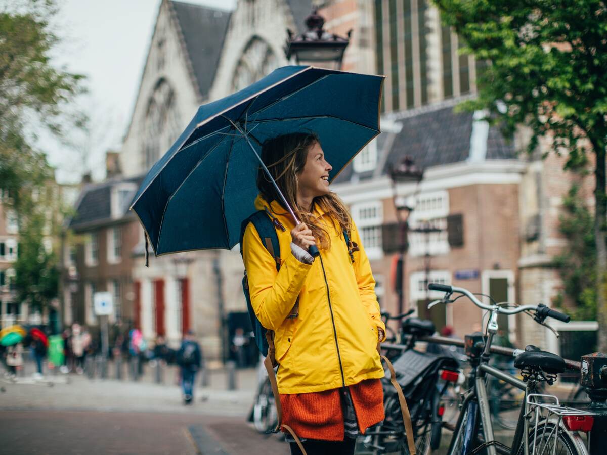 Woman wearing a waterproof jacket
