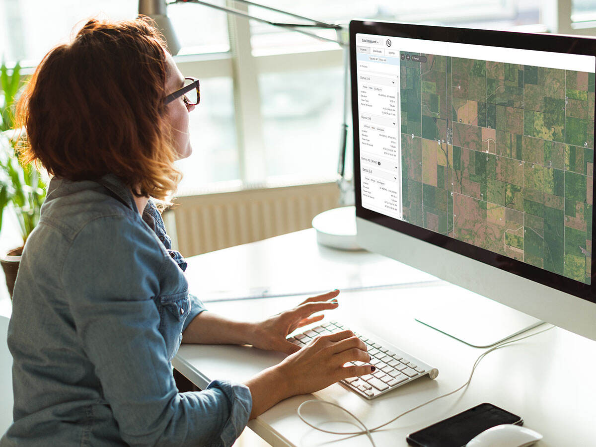Person viewing a data management project screen on a computer