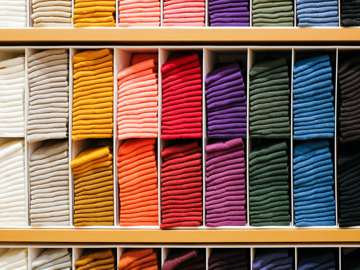 Colorful shelf in a retail store