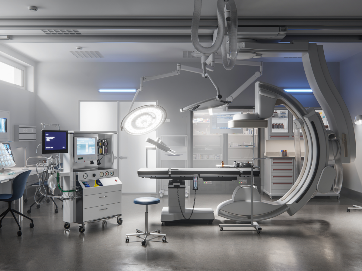High-tech medical devices in an operating room