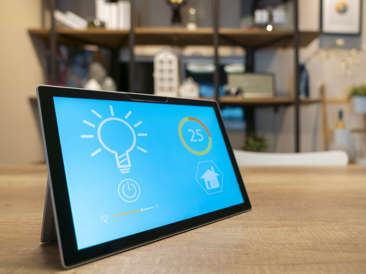 Tablet set up with building controls for lighting as part of a connected system.
