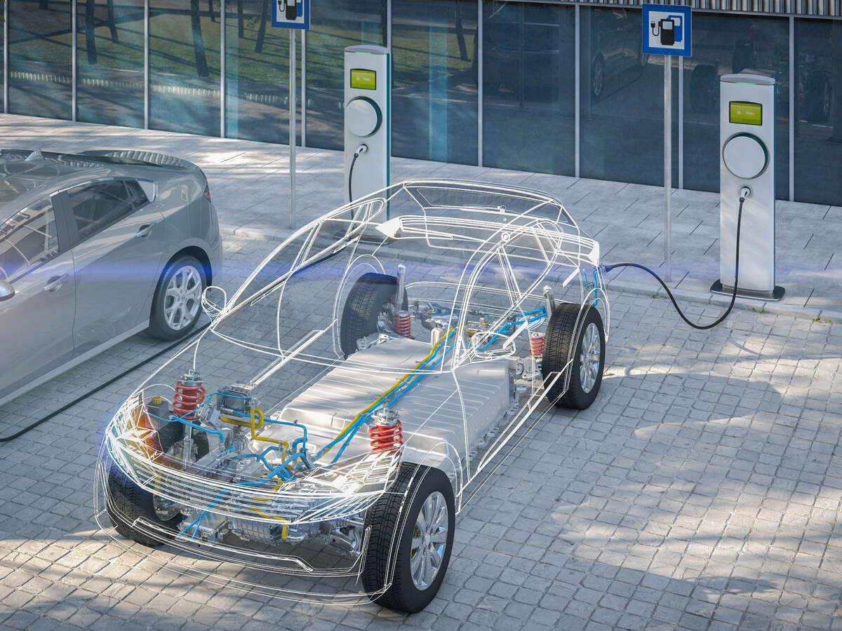 See-through electric car with battery