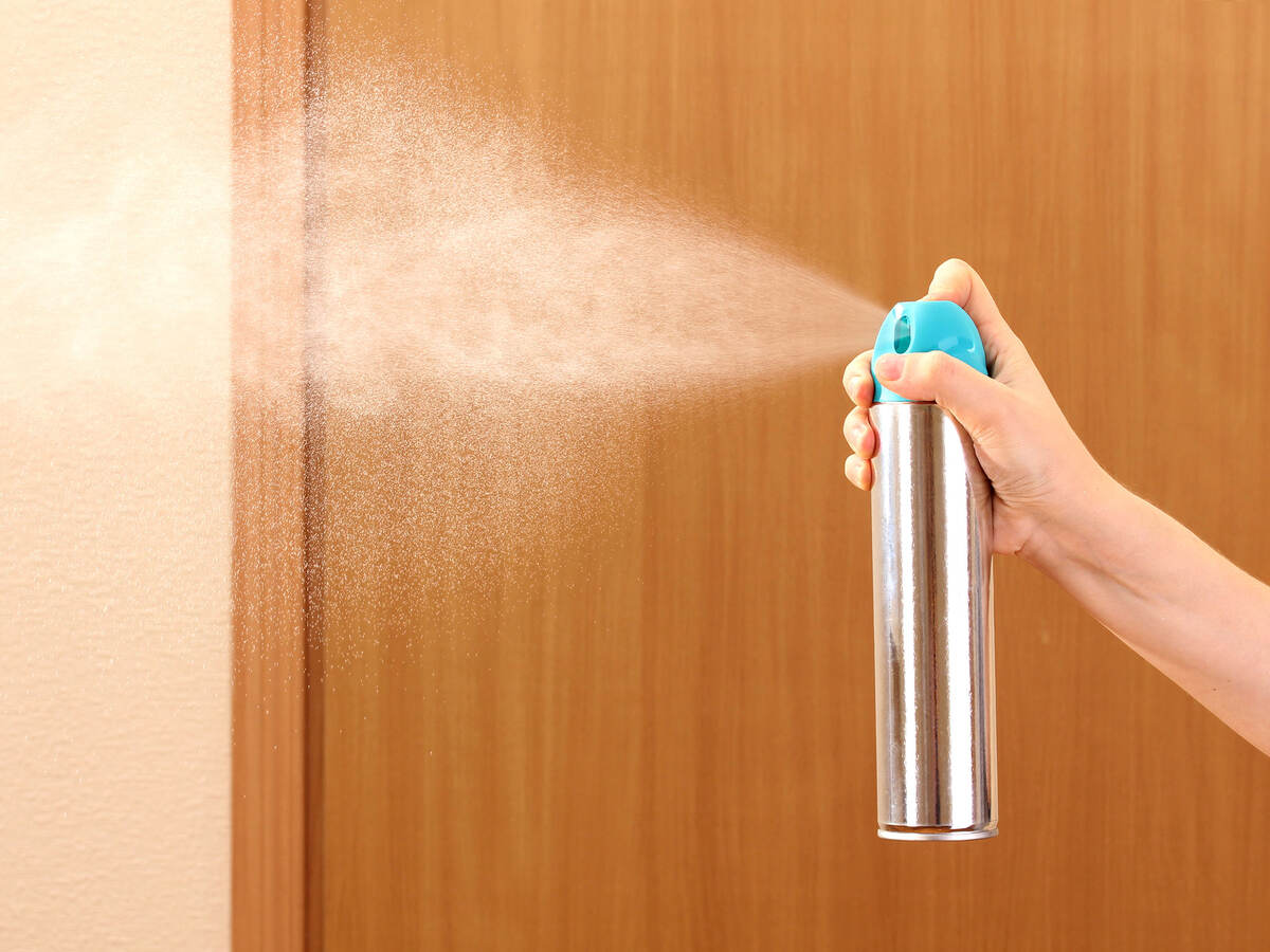 Air freshener being sprayed in the air
