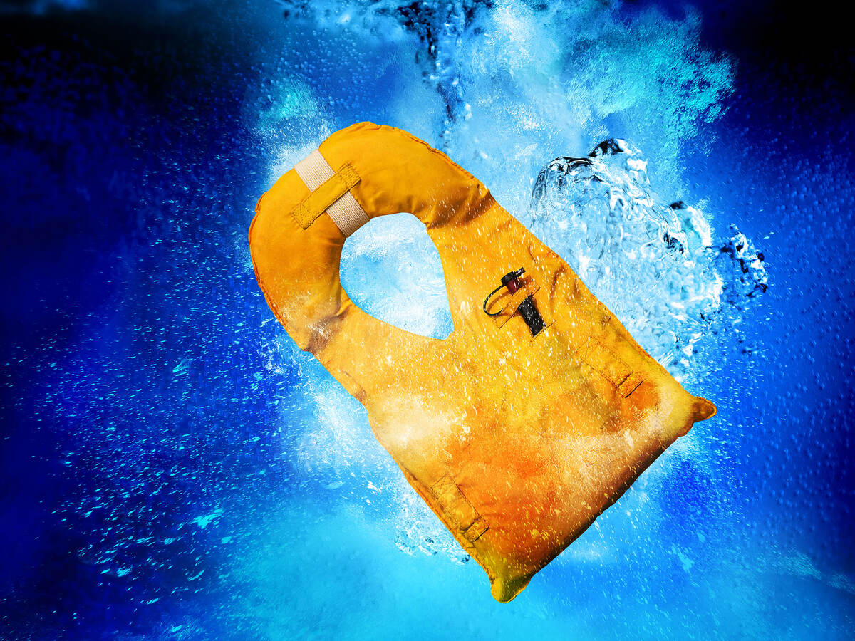 Life jacket in water